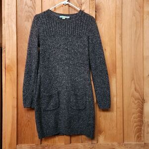 Boden Wool & Alpaca Sweater Dress, Vintage Size 8, Gray, Black White Multi Knit